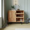Flash Furniture Elmont Bar and Sideboard w/Shaker Style Single Door Cabinet w/Hanging Glass and Shelves, Lght Brwn NAN-F-HY-B23113-LTBRN-GG